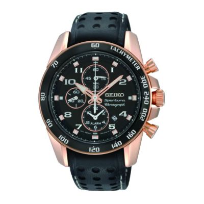 Seiko Sportura Men's Black & Rose Gold Watch - Product number 9128018