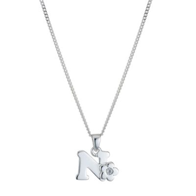 Little Princess Childrens Sterling Silver Initial N Pendant