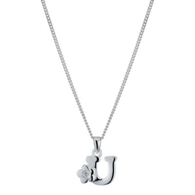 Childrens Sterling Silver Initial U Pendant