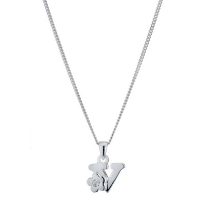 Childrens Sterling Silver Initial V Pendant