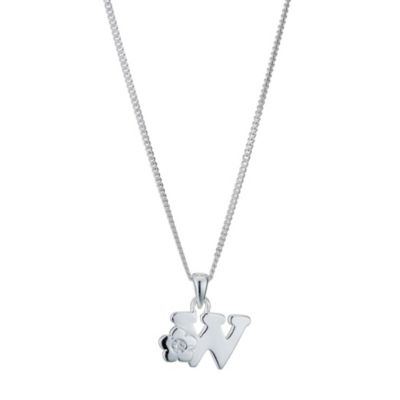 Childrens Sterling Silver Initial W Pendant