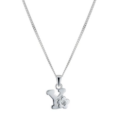 Childrens Sterling Silver Initial Y Pendant