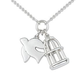 Cacharel sterling silver bird cage necklace