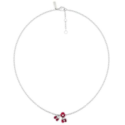 Cacharel sterling silver enamel poppy necklace