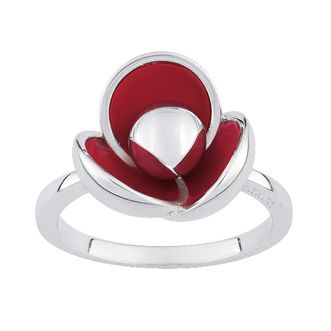 Cacharel sterling silver enamel poppy ring
