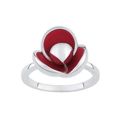 Cacharel sterling silver enamel poppy ring L