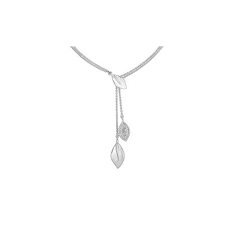 Cacharel sterling silver cubic zirconia leaf necklace