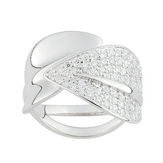 Cacharel sterling silver cubic zirconia leaf ring