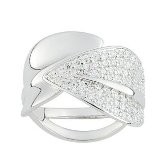 Cacharel sterling silver cubic zirconia leaf ring M