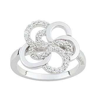 Cacharel sterling silver cubic zirconia flower ring L