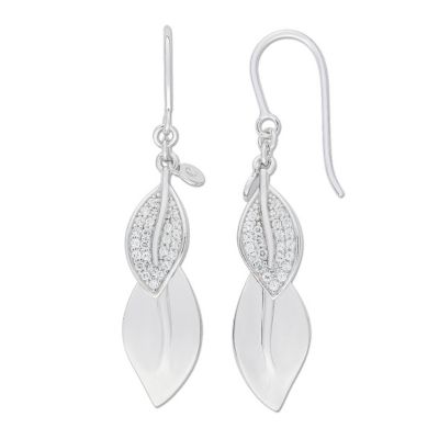 Cacharel sterling silver cubic ziconia drop leaf earrings - Product number 9128875