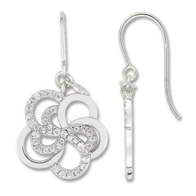 Cacharel sterling silver cubic zirconia flower drop earrings - Product number 9128883