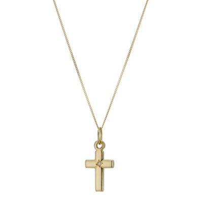 Children's 14 9ct Gold Diamond Cross Pendant