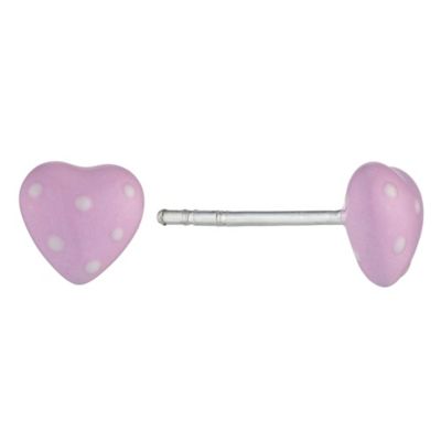 Childrens Sterling Silver Enamel Heart Stud