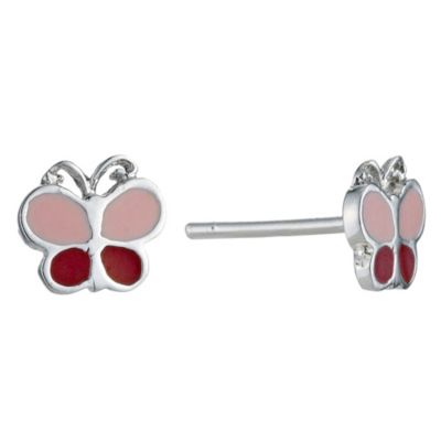 Children's Sterling Silver Enamel Butterfly Earrings - Product number 9172106