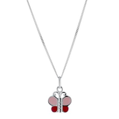 Children's Sterling Silver Enamel Butterfly Pendant