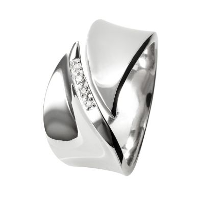 Hot Diamonds silver pave leaf ring Size N