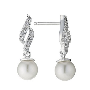 Silver Cultured Freshwater Pearl & Cubic Zirconia EarringsSilver Cultured Freshwater Pearl & Cubic Z
