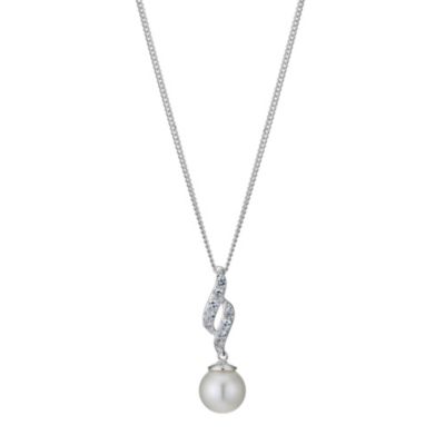 Silver Cultured Freshwater Pearl & Cubic Zirconia Pendant - Product number 9183264
