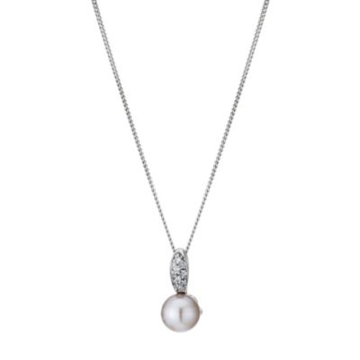 H Samuel Sterling Silver Pink Pearl and Cubic Zirconia