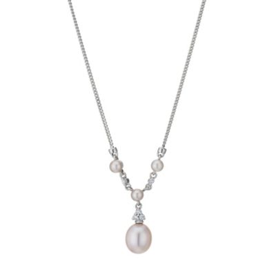 Silver Pink Freshwater Pearl & Cubic Zirconia Necklace - Product number 9183442