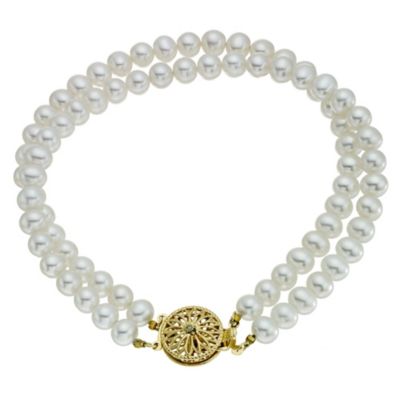 9ct Yellow Gold 2 Row Pearl Bracelet