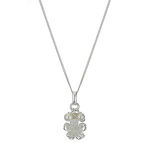 H Samuel Sterling Silver Pearl and Crystal Flower Pendant