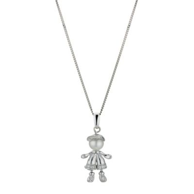 Silver Freshwater Pearl & Cubic Zirconia Pendant - Product number 9183523