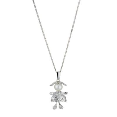 Silver 5-6mm Pearl Cubic Zirconia Girl Pendant - Product number 9183531