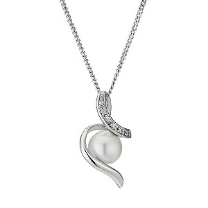 Silver Cultured Freshwater Pearl Cubic Zirconia Pendant