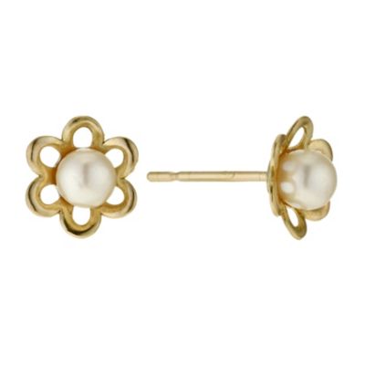 Secrets of the Sea 9ct Gold Cultured Freshwater Pearl Flower Stud