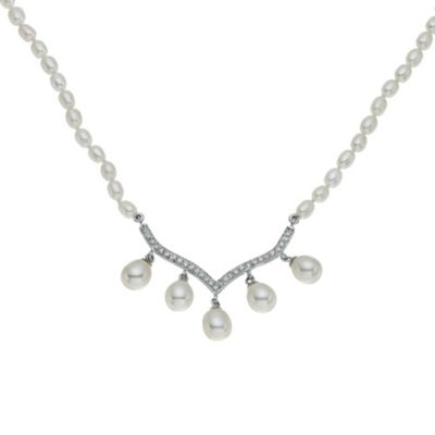 Silver Cultured Freshwater Pearl Drop Necklace - Product number 9184252