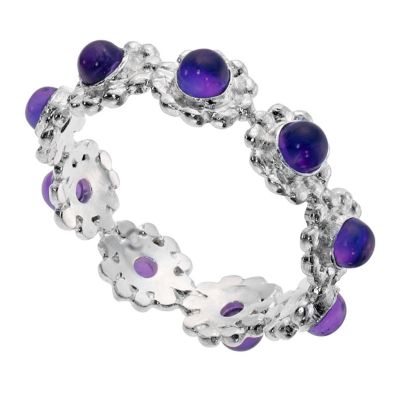 Blossom sterling silver 3mm amethyst ring - Size Medium - Product number 9184899