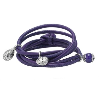 Purple leather & three silver charm detail - Product number 9184953