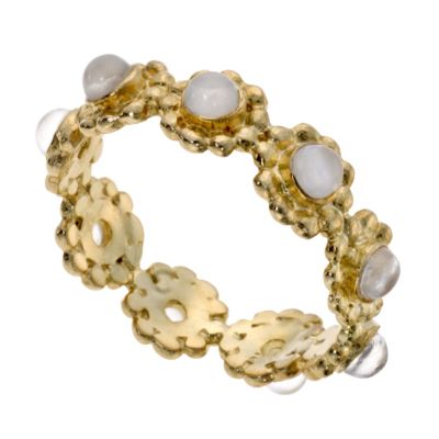 Blossom gold plated silver 3mm moonstone ring - Size Medium - Product number 9185062