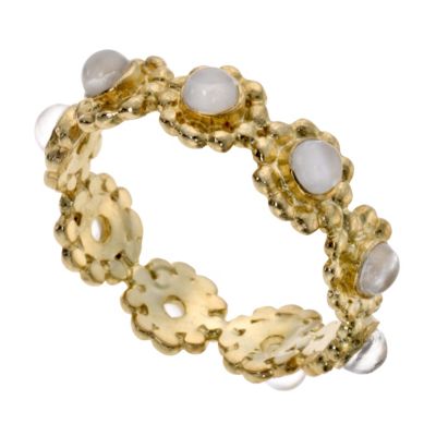 Blossom gold plated silver 3mm moonstone ring - Size Large - Product number 9185070