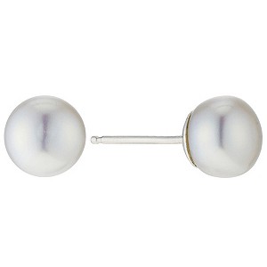 Sterling Silver Cultured Freshwater Pearl Button Earrings
