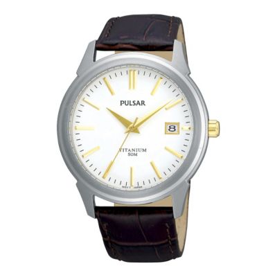 Pulsar Men's Titanium Brown  Strap Watch - Product number 9188592