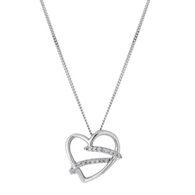 Silver & Diamond Heart Pendant - Product number 9190023