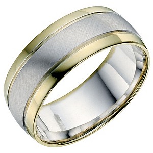 H Samuel Mens Sterling Silver and 9ct Yellow Gold