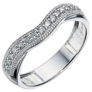 H Samuel 9ct White Gold 1/4 Carat Diamond Shaped Band