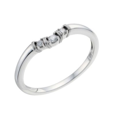 9ct White Gold Three Diamond Shaped Wedding Ring