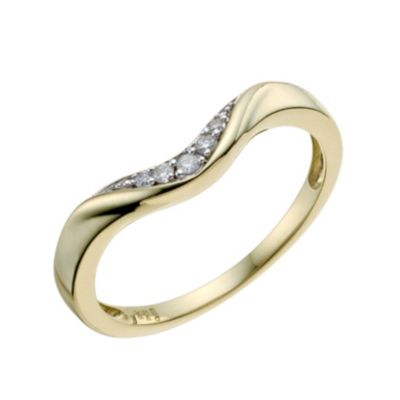9ct Yellow Gold Shaped Diamond Wedding Ring