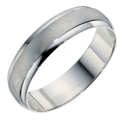 Mens 9ct White Gold Satin Polished 5mm Band