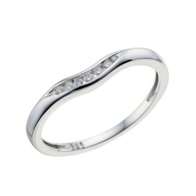 14ct White Gold Diamond Set Shaped Wedding Band - Product number 9197729