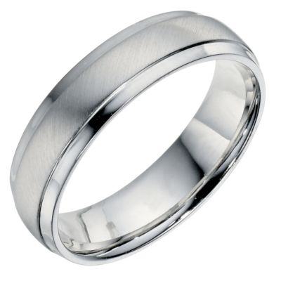 H Samuel Mens Sterling Silver 5mm Matt and Polished