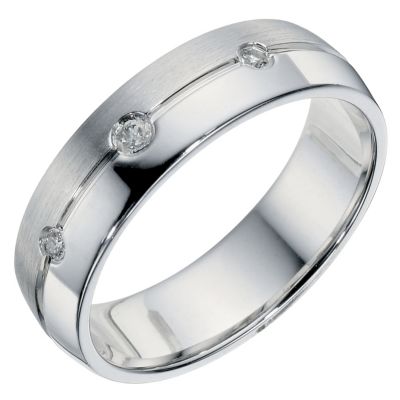 Sterling Silver Diamond Matt & Polished Band - Product number 9199624