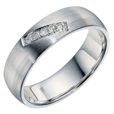 H Samuel Sterling Silver and Diamond Polished Band