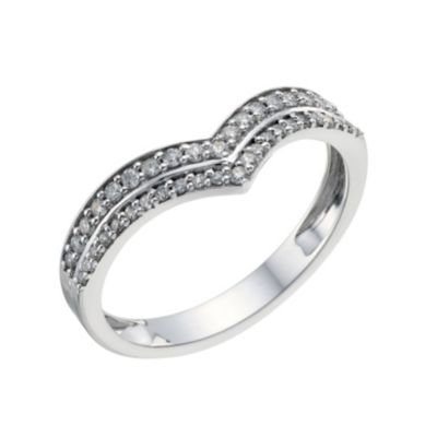 Silver 1/4 carat diamond v shape wedding band - Product number 9199950