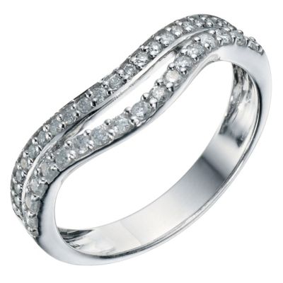 Silver & 0.33 Carat Diamond 2 Row Wedding Ring - Product number 9200258